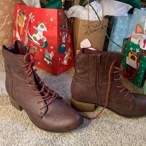 Dark purple leather boots